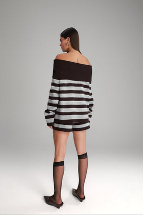 חליפת ג'וספין פסים בורדו/אפור