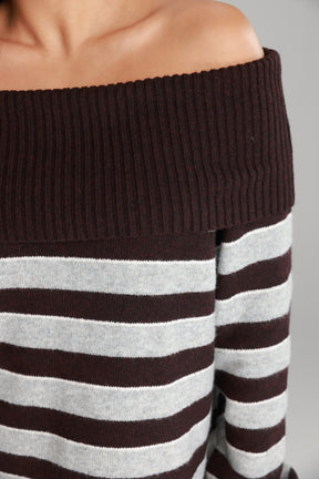 חליפת ג'וספין פסים בורדו/אפור