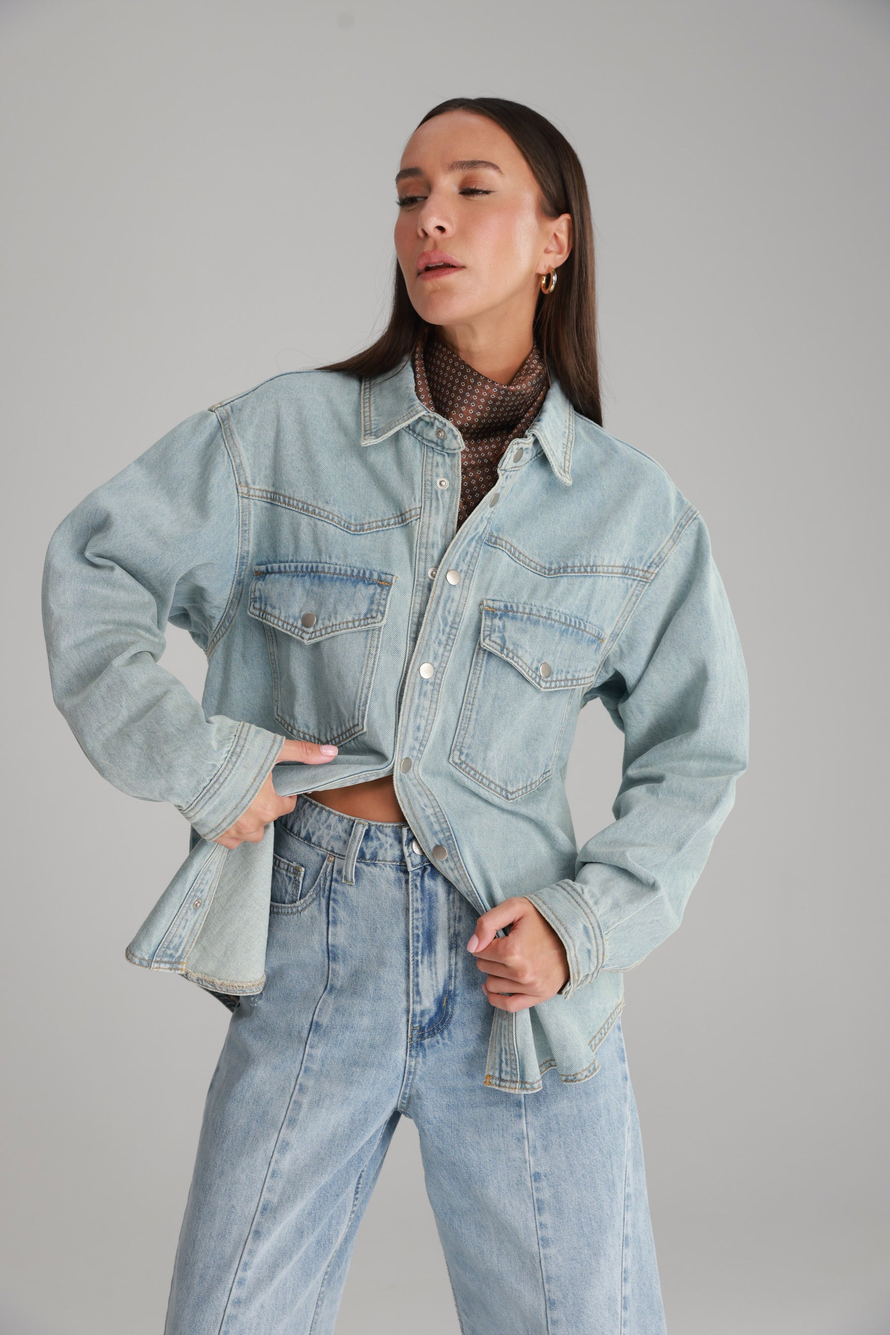 ג'קט ג'ינס אולדן כחול בהיר