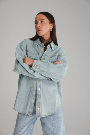 ג'קט ג'ינס אולדן כחול בהיר