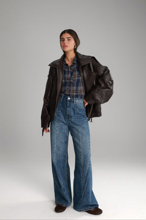 חולצת דרלין מכופתרת נייבי