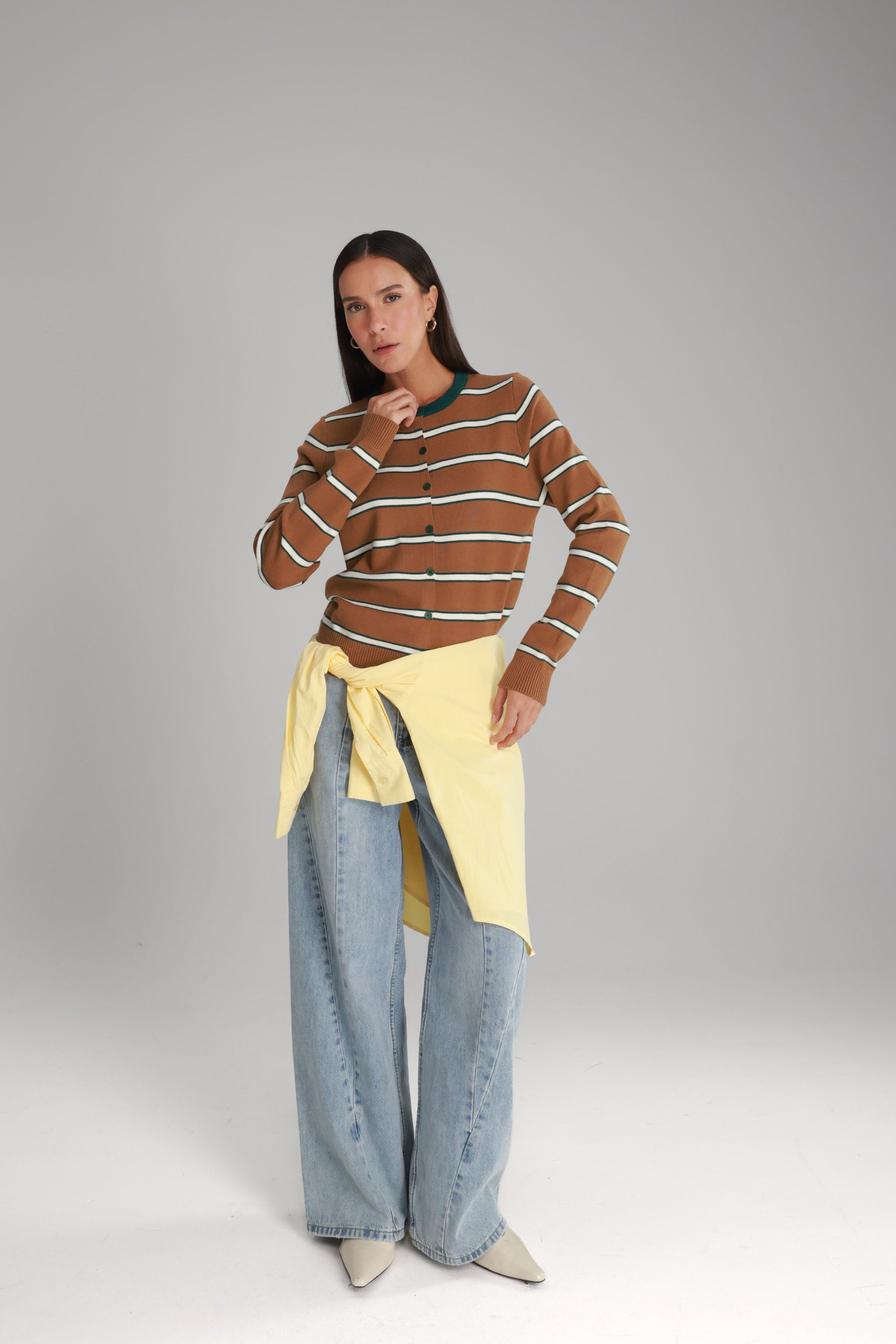 סריג אוסטין חום/שמנת