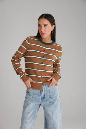 סריג אוסטין חום/שמנת