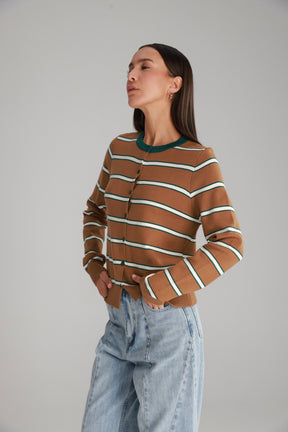 סריג אוסטין חום/שמנת