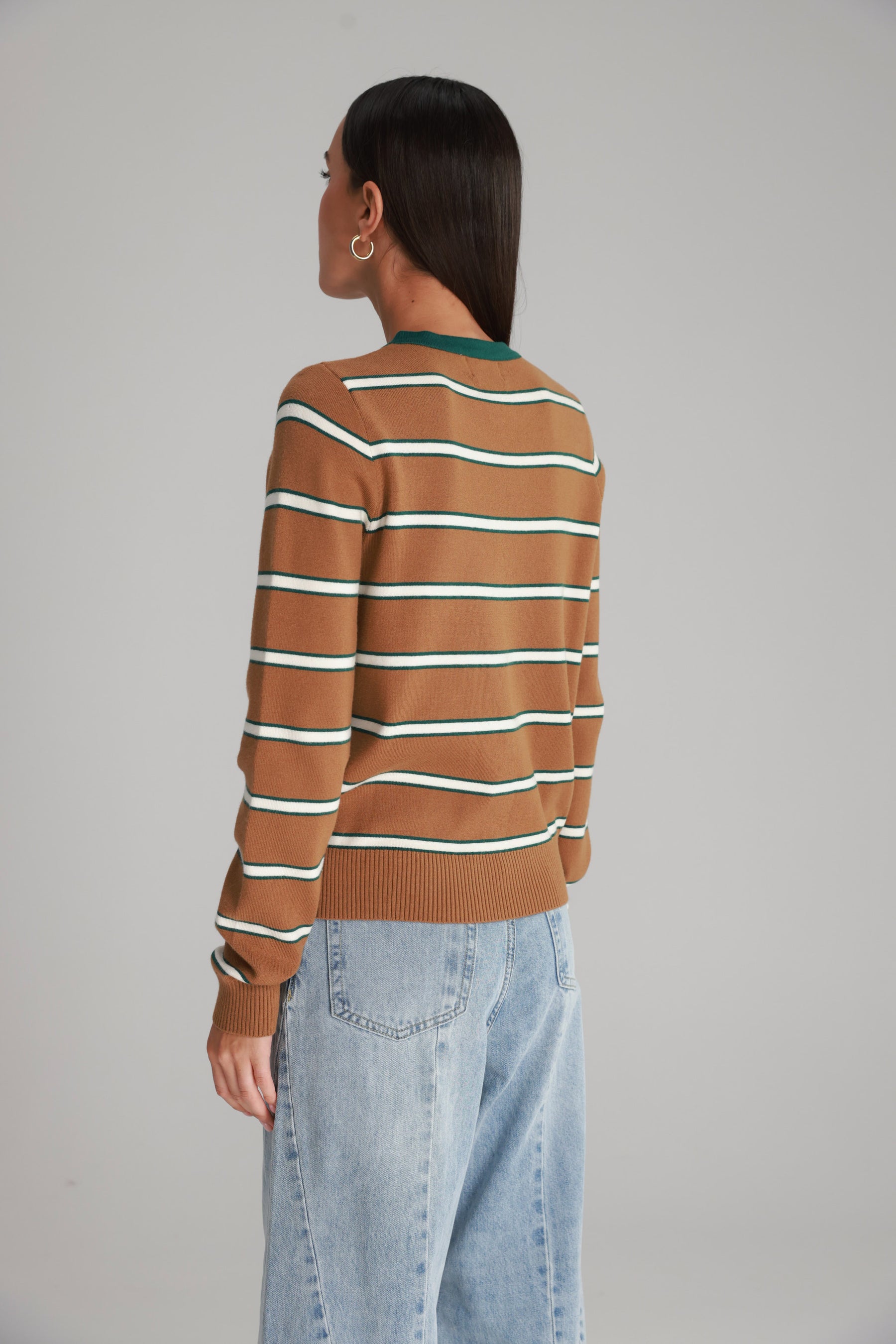 סריג אוסטין חום/שמנת