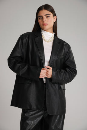 בלייזר מיילו דמוי עור שחור