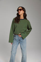 חולצת מורינה פסים ירוק/נייבי