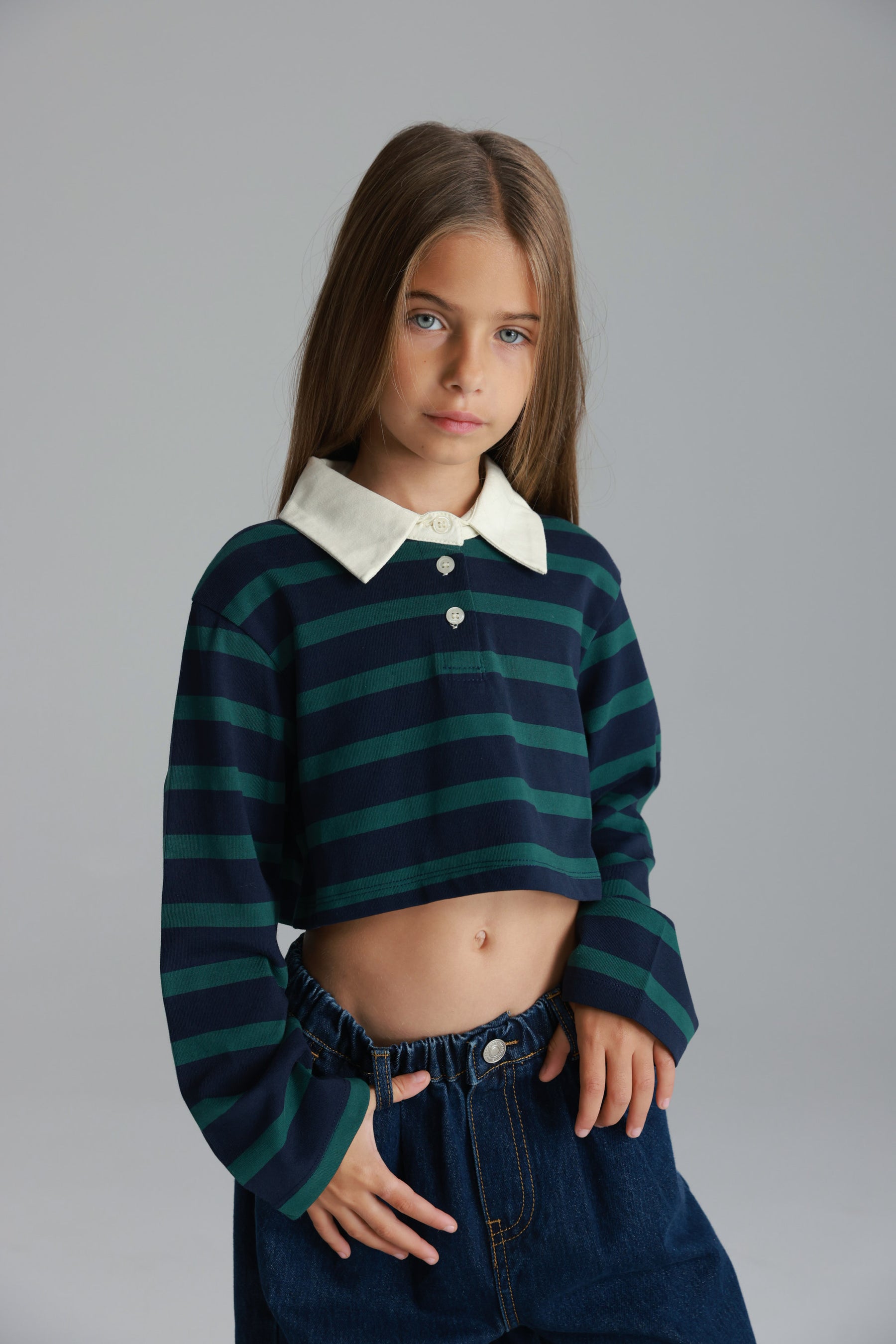 חולצת אריאה פסים נייבי/ירוק