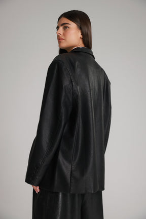 בלייזר מיילו דמוי עור שחור