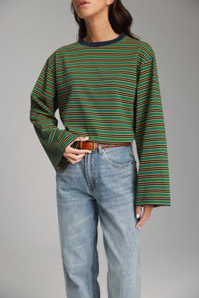 חולצת מורינה פסים ירוק/נייבי