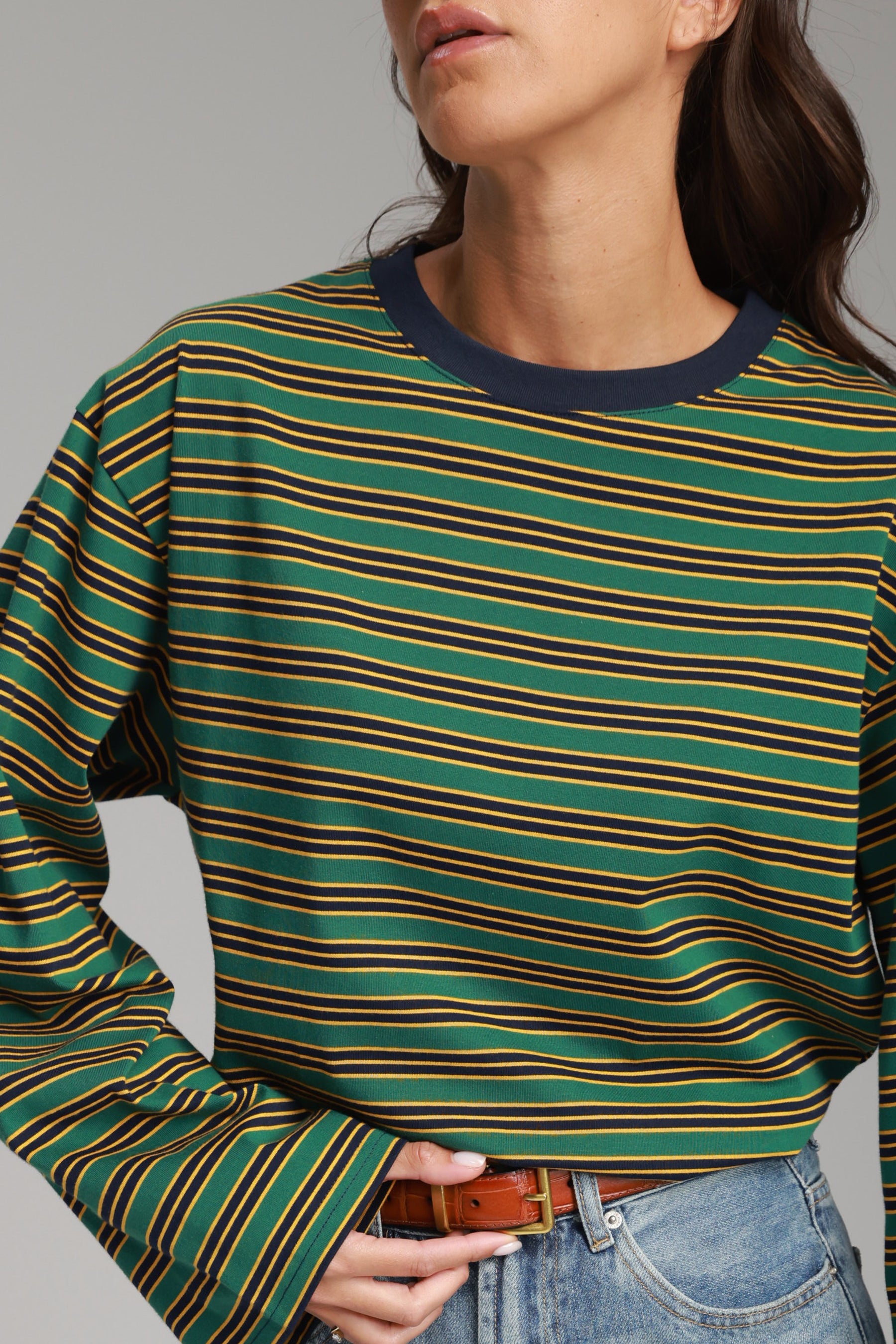 חולצת מורינה פסים ירוק/נייבי