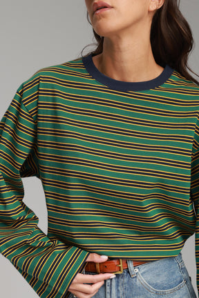 חולצת מורינה פסים ירוק/נייבי