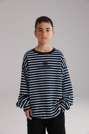 חולצת ברנדון נייבי/לבן