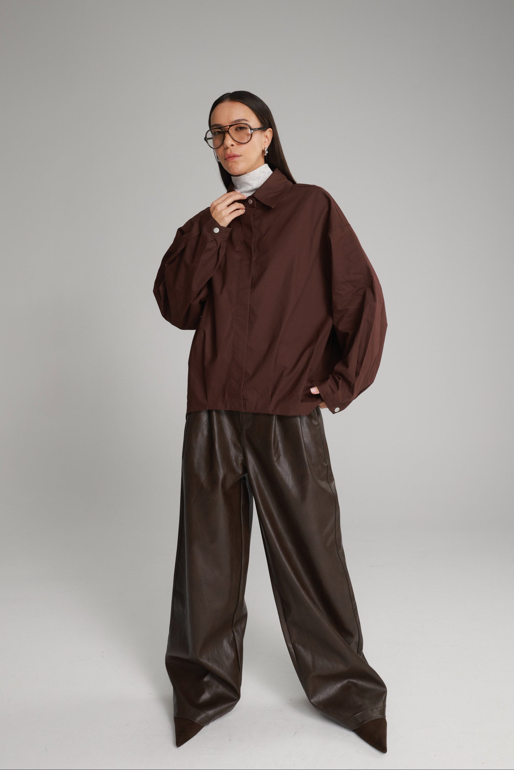 חולצת ארי מכופתרת בורדו