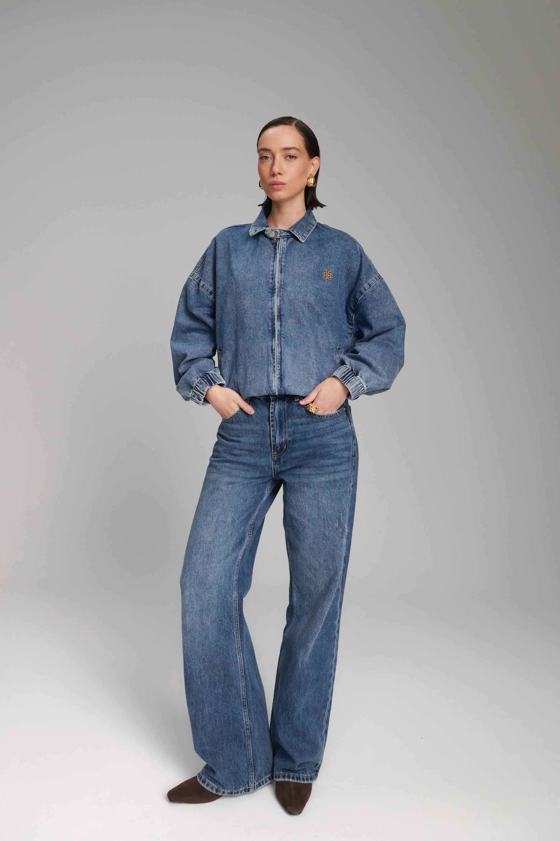 ג'קט ג'ינס תאי כחול כהה