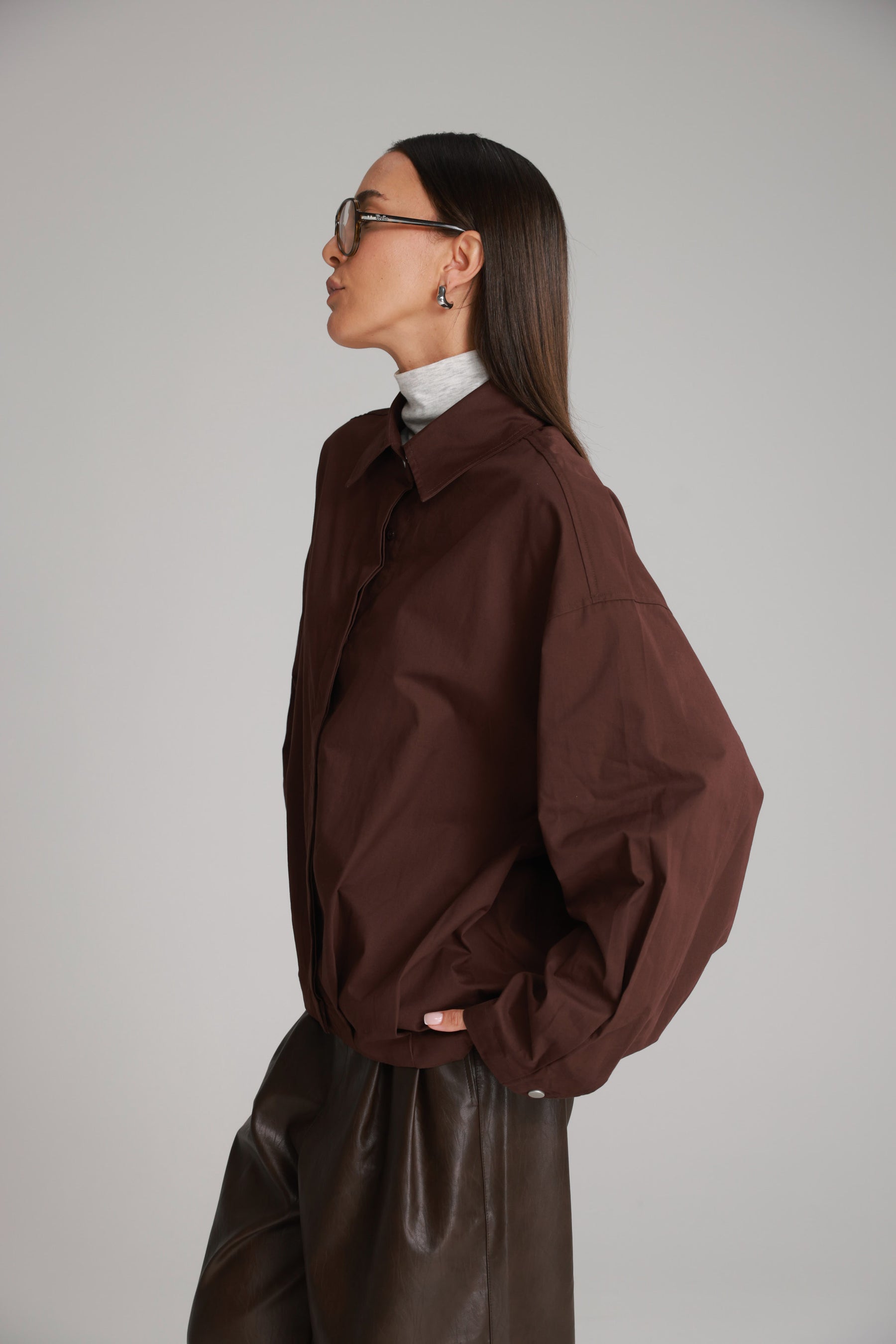 חולצת ארי מכופתרת בורדו