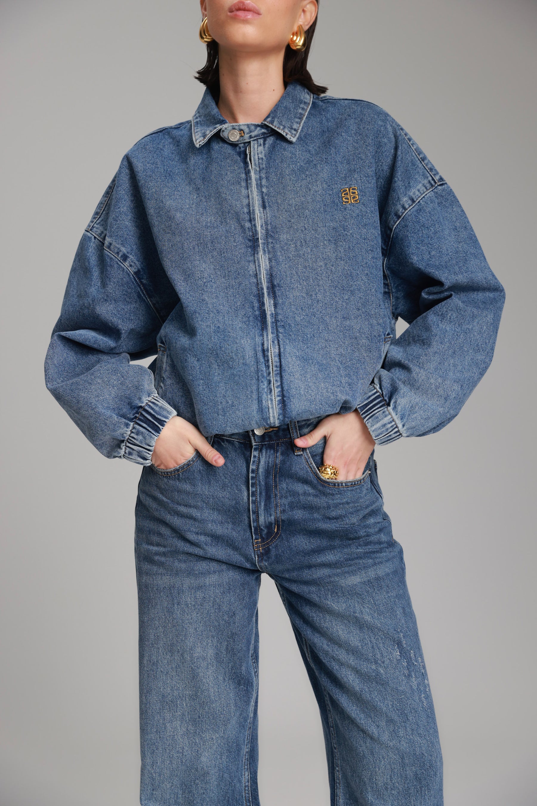 ג'קט ג'ינס תאי כחול כהה