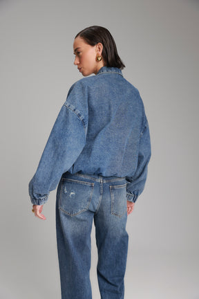 ג'קט ג'ינס תאי כחול כהה