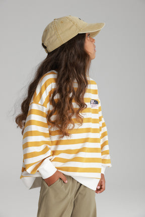 סוויטשירט נילסון פסים צהוב/לבן