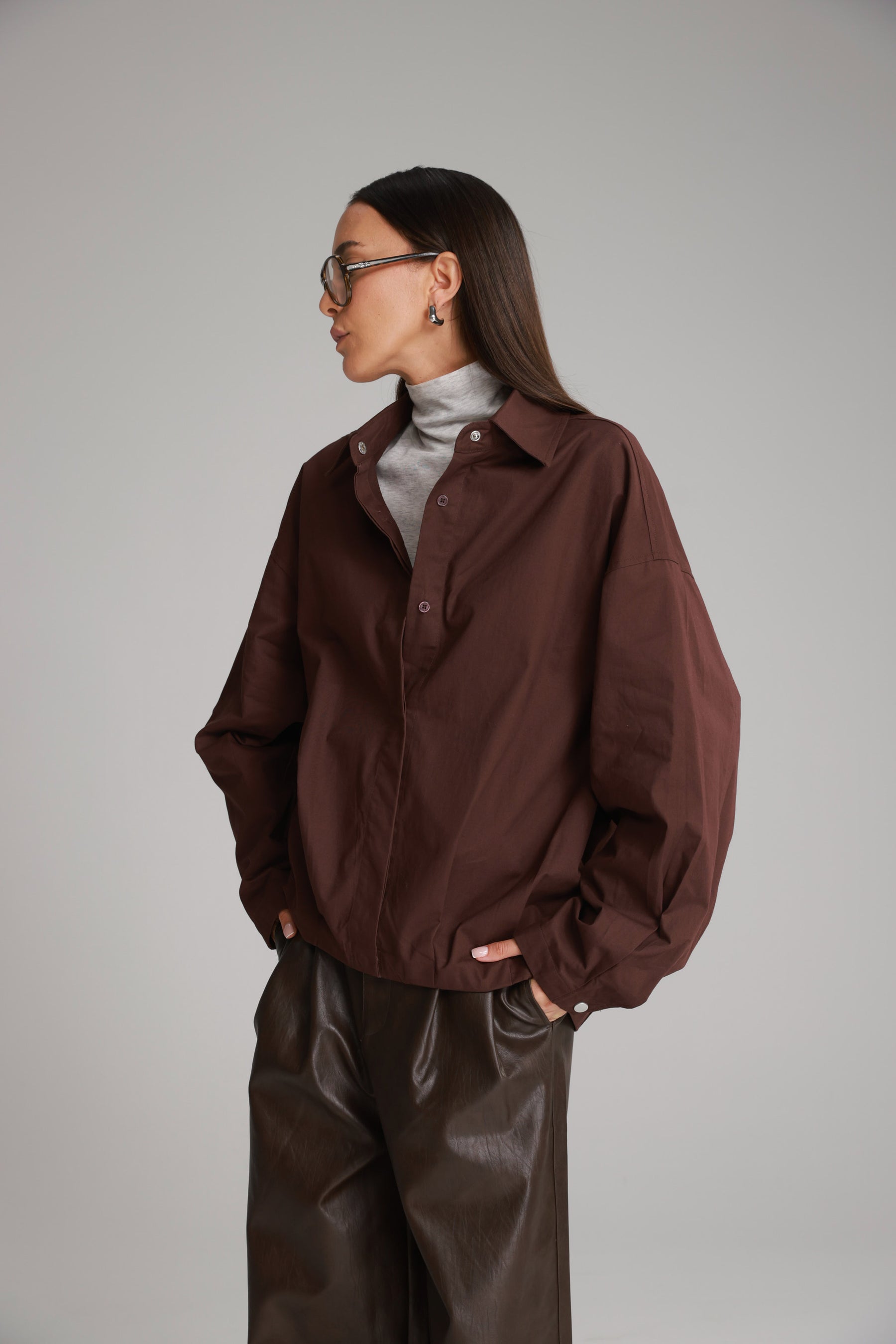 חולצת ארי מכופתרת בורדו