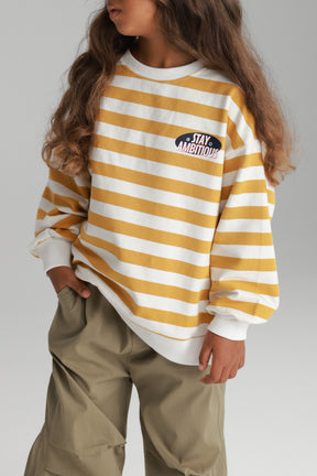 סוויטשירט נילסון פסים צהוב/לבן
