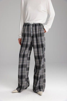 מכנסי אוקסנה משבצות אפור