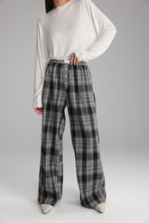 מכנסי אוקסנה משבצות אפור