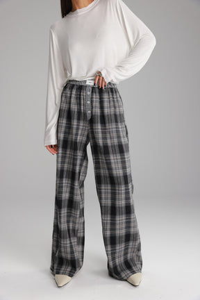 מכנסי אוקסנה משבצות אפור