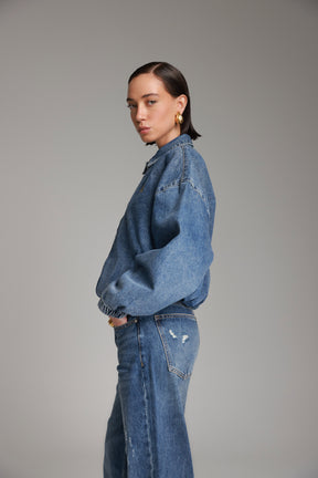 ג'קט ג'ינס תאי כחול כהה