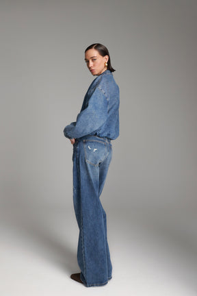 ג'קט ג'ינס תאי כחול כהה