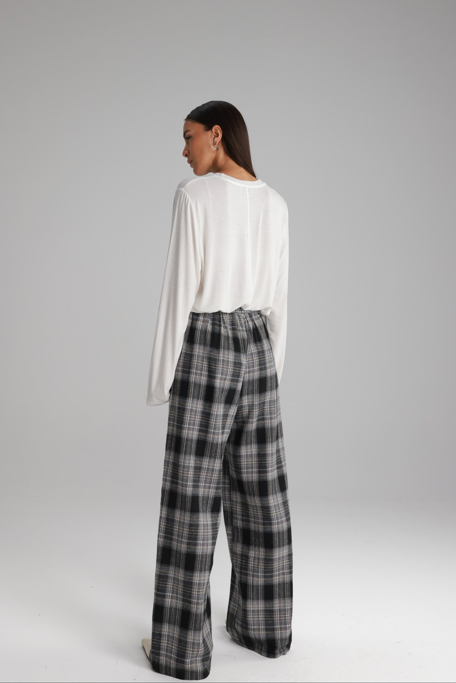 מכנסי אוקסנה משבצות אפור