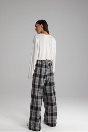 מכנסי אוקסנה משבצות אפור