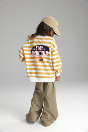 סוויטשירט נילסון פסים צהוב/לבן