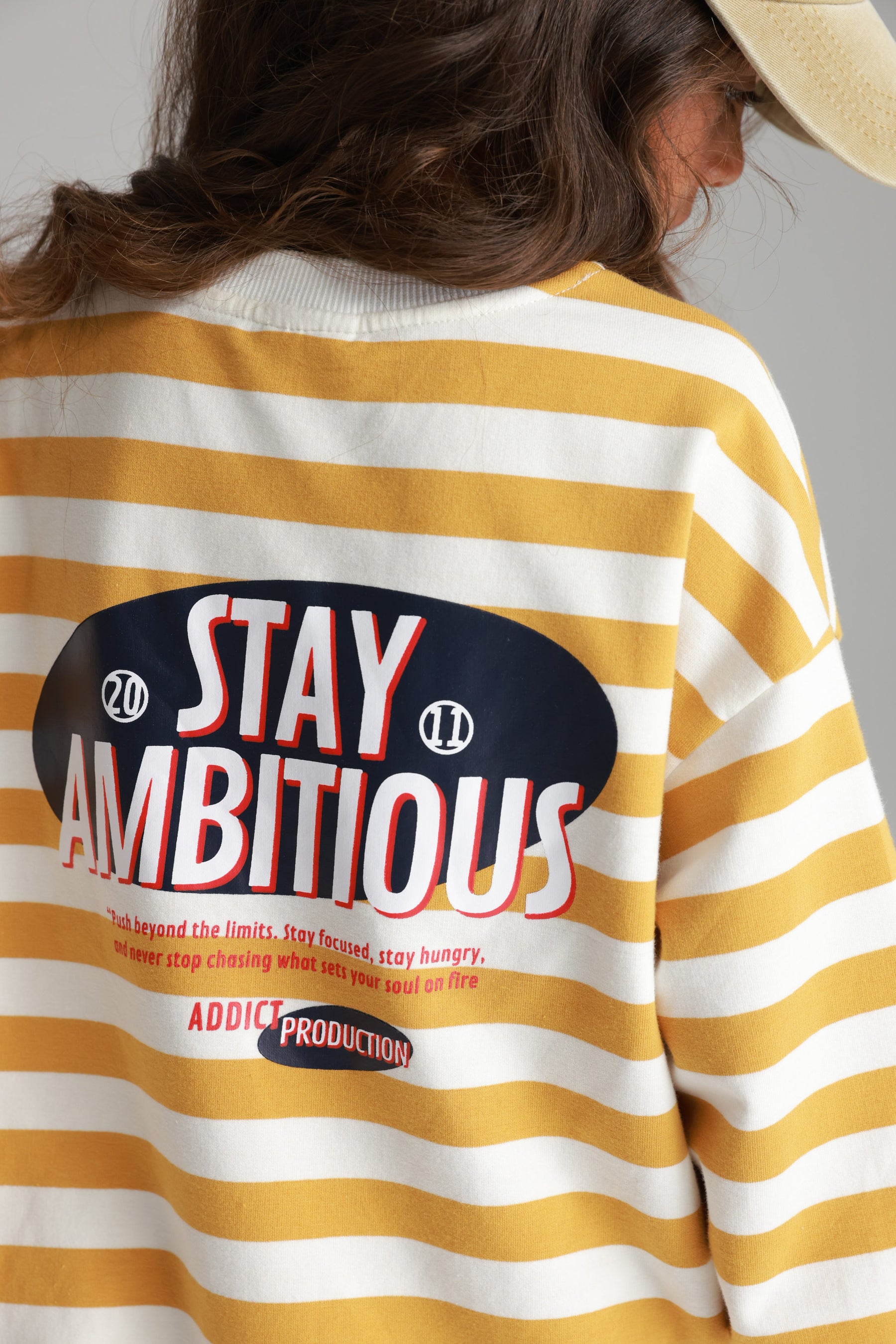 סוויטשירט נילסון פסים צהוב/לבן