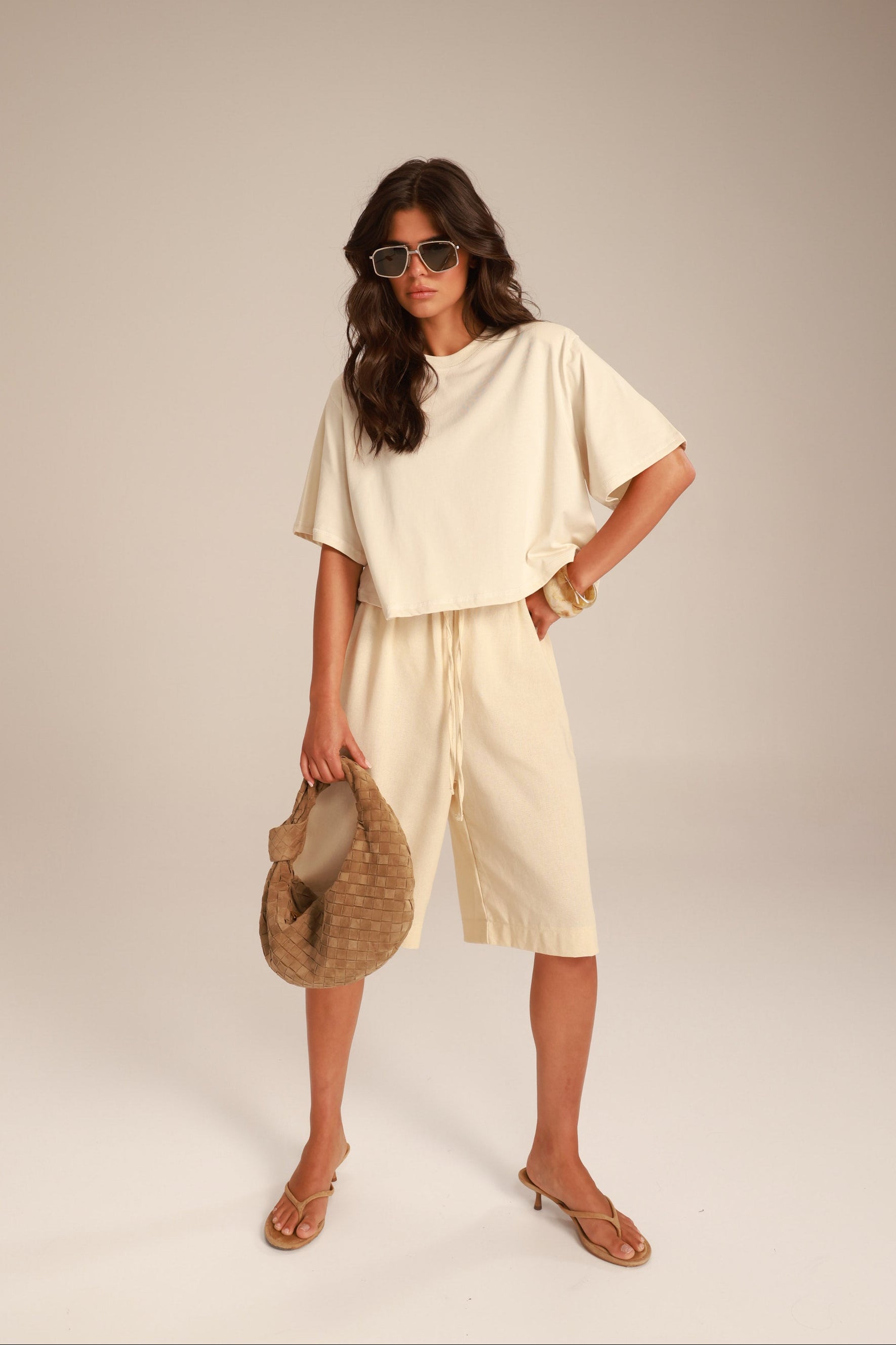 חולצת קרופ גפן בז'