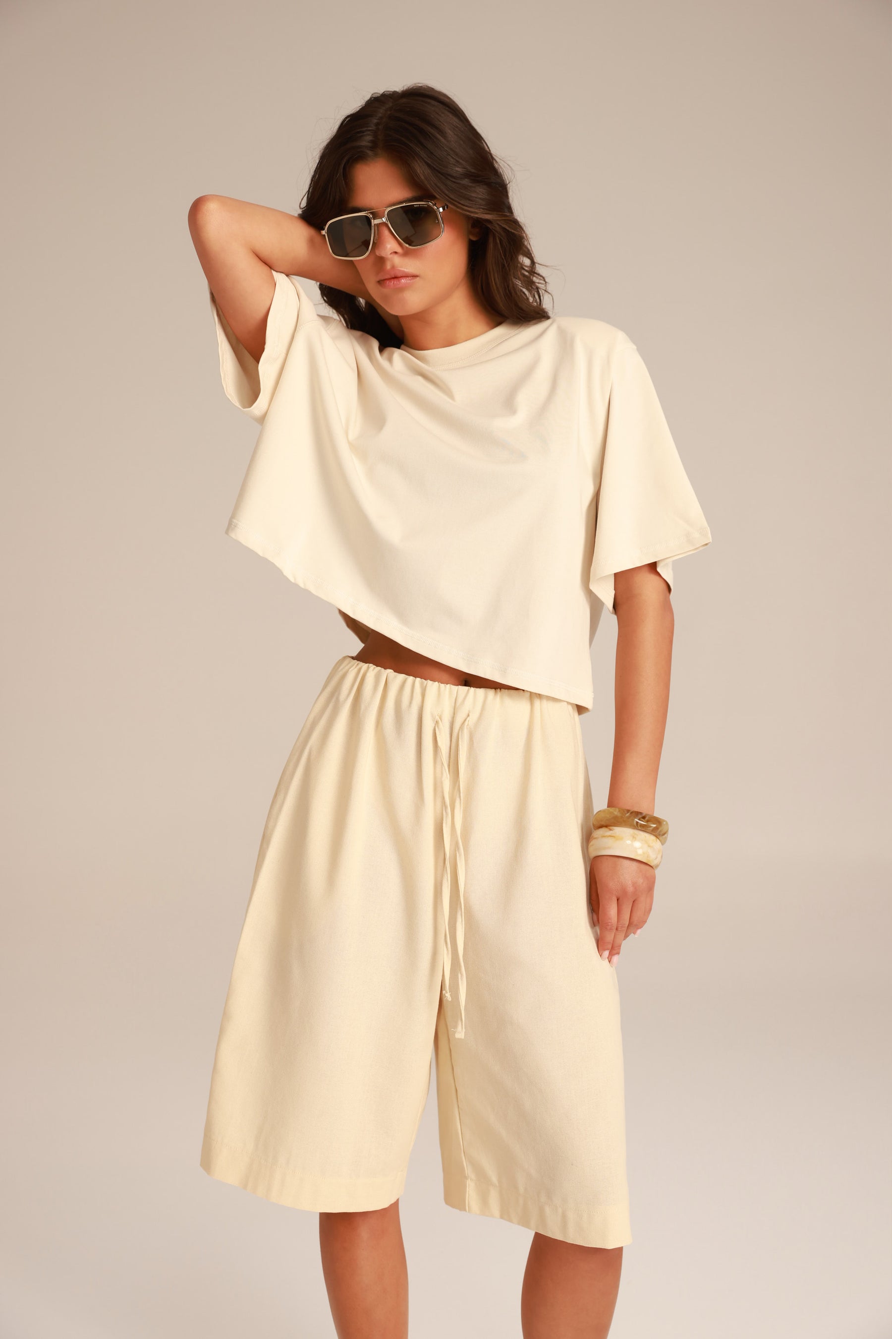 חולצת קרופ גפן בז'