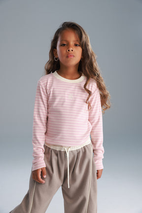 חולצת ג'ייד פסים ורוד/שמנת