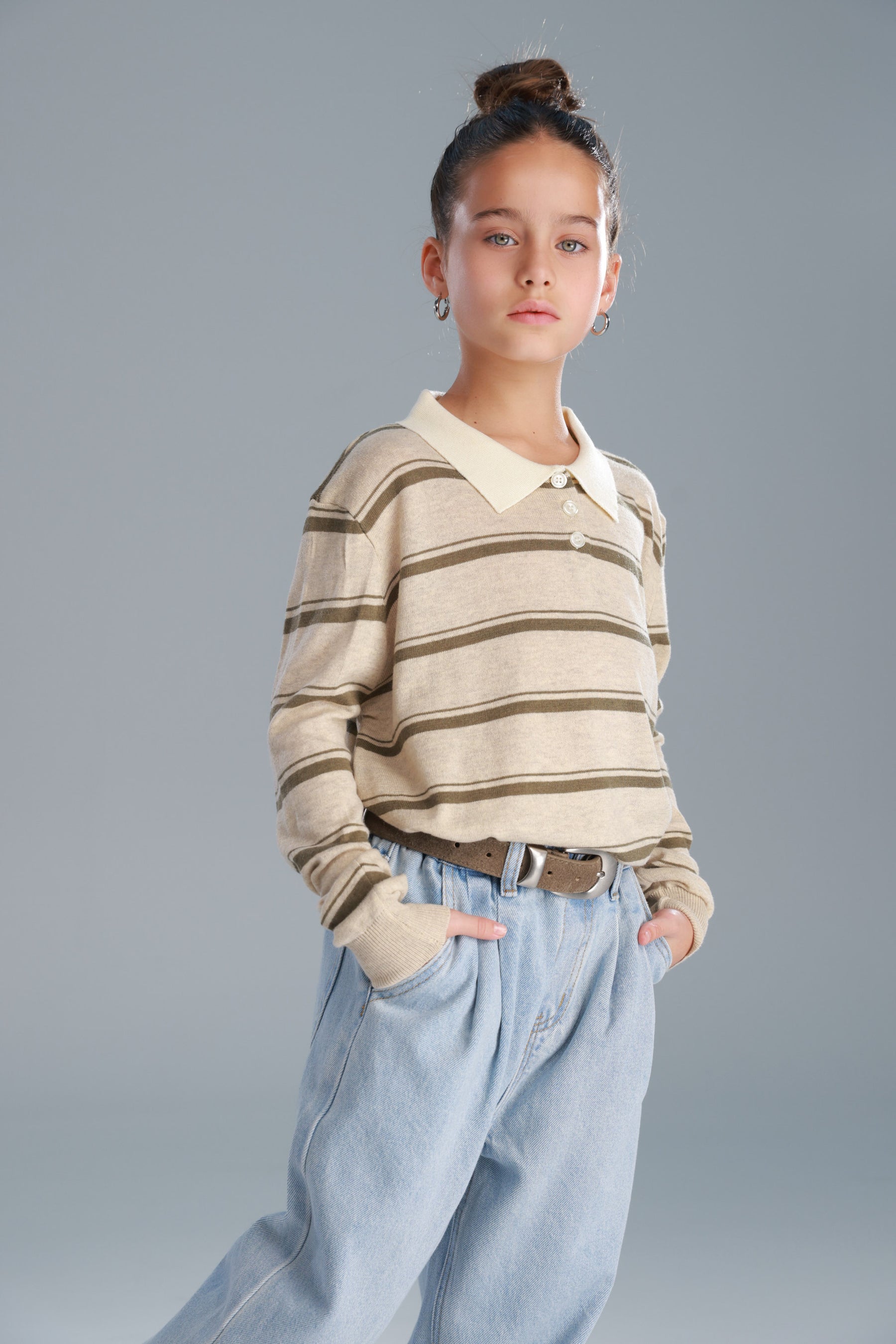 חולצת סרינה חאקי/בז'