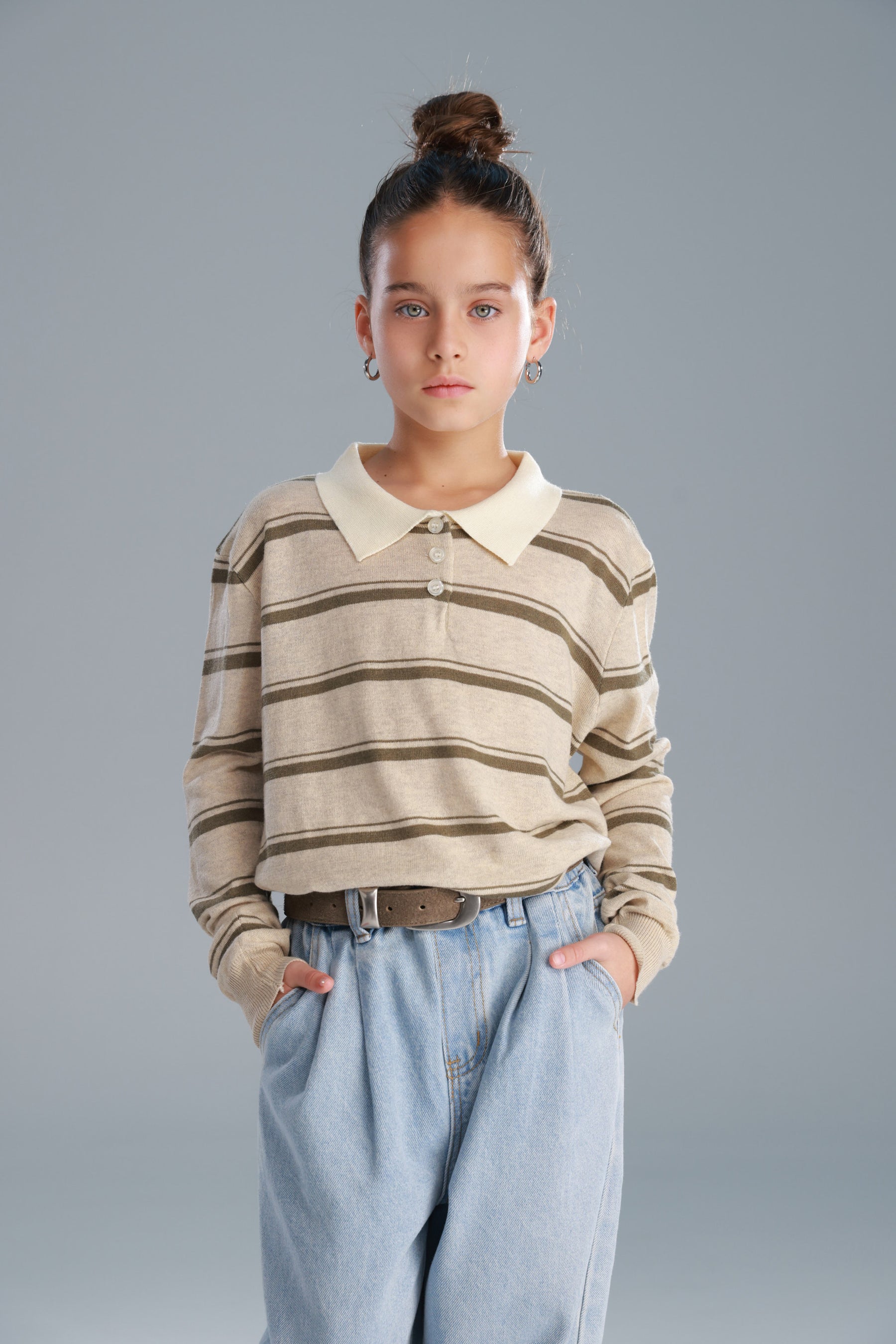 חולצת סרינה חאקי/בז'