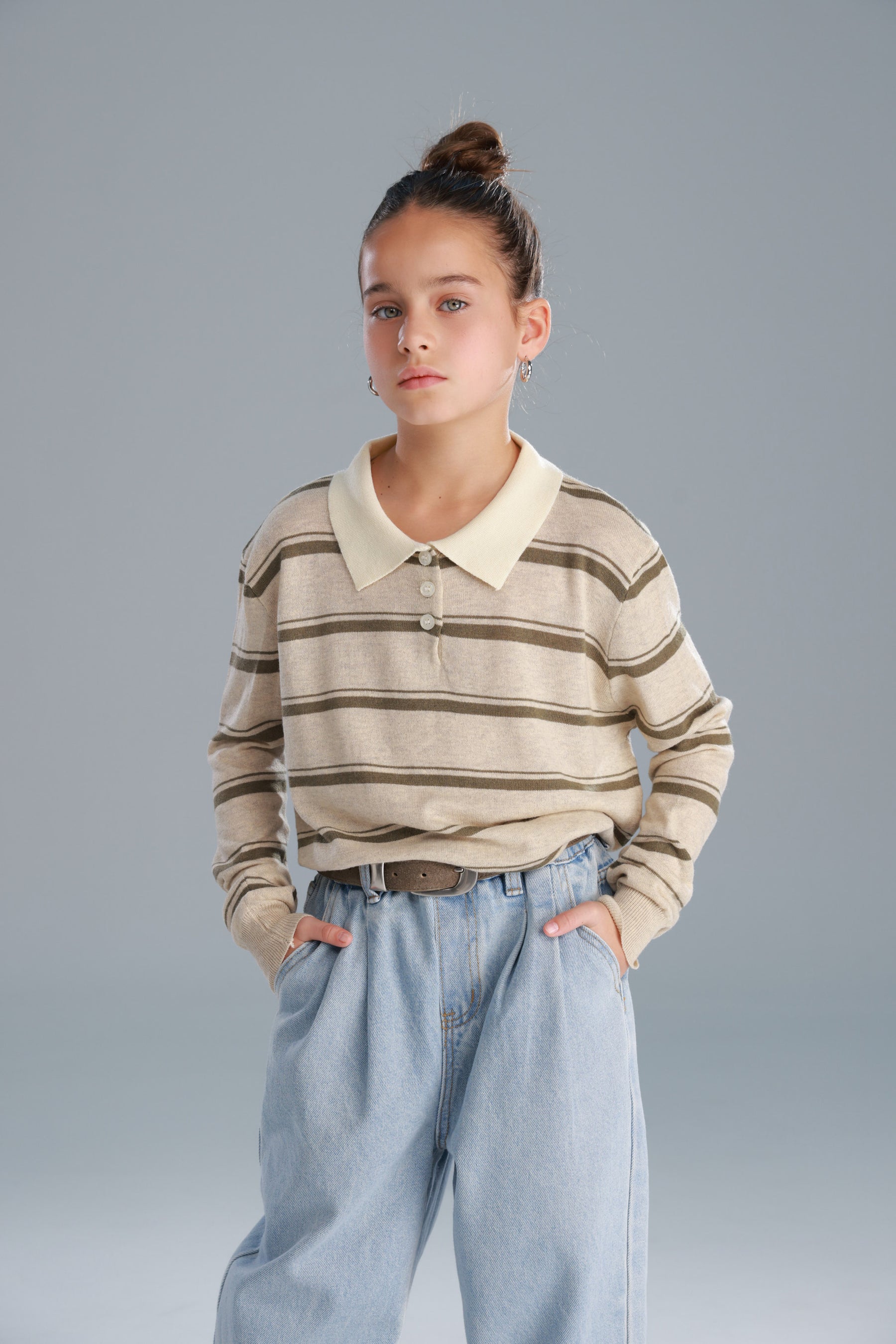 חולצת סרינה חאקי/בז'