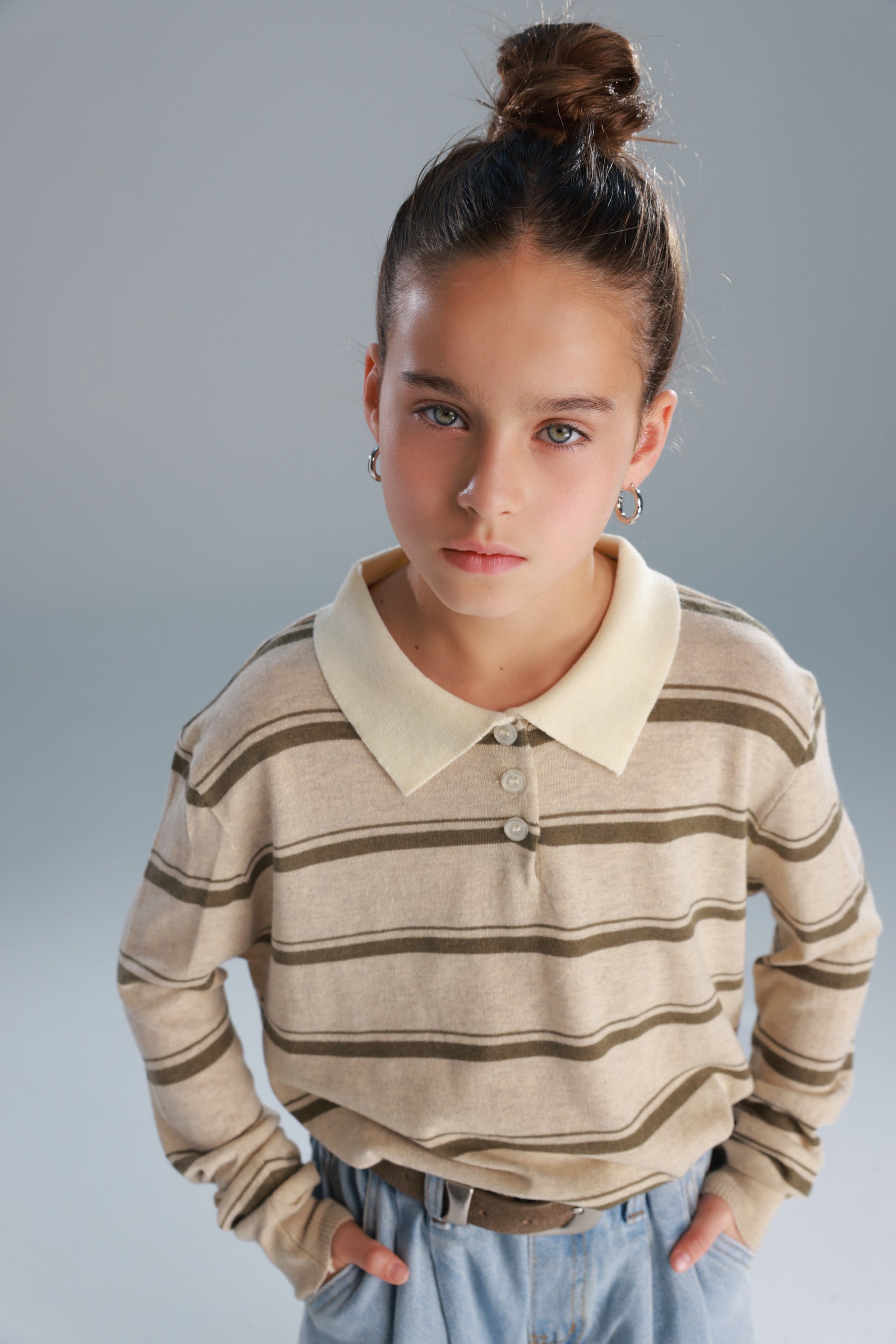 חולצת סרינה חאקי/בז'