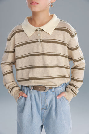 חולצת סרינה חאקי/בז'