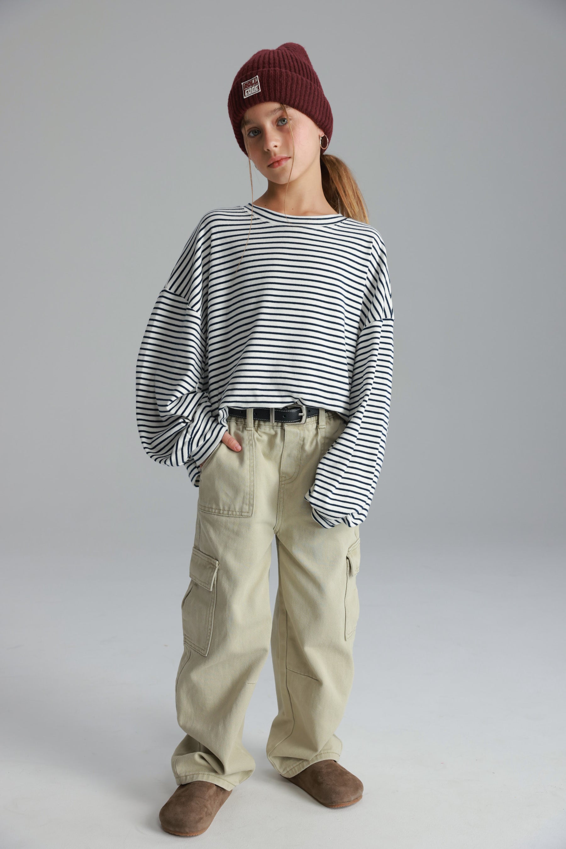 חולצת מייקי פסים לבן/נייבי