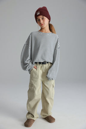 חולצת מייקי פסים לבן/נייבי