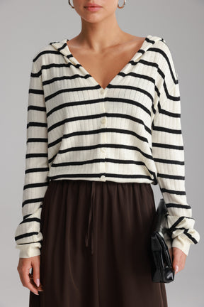 סריג לייק פסים שמנת/שחור