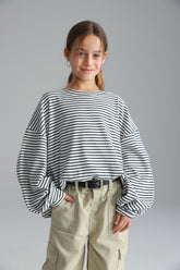 חולצת מייקי פסים לבן/נייבי