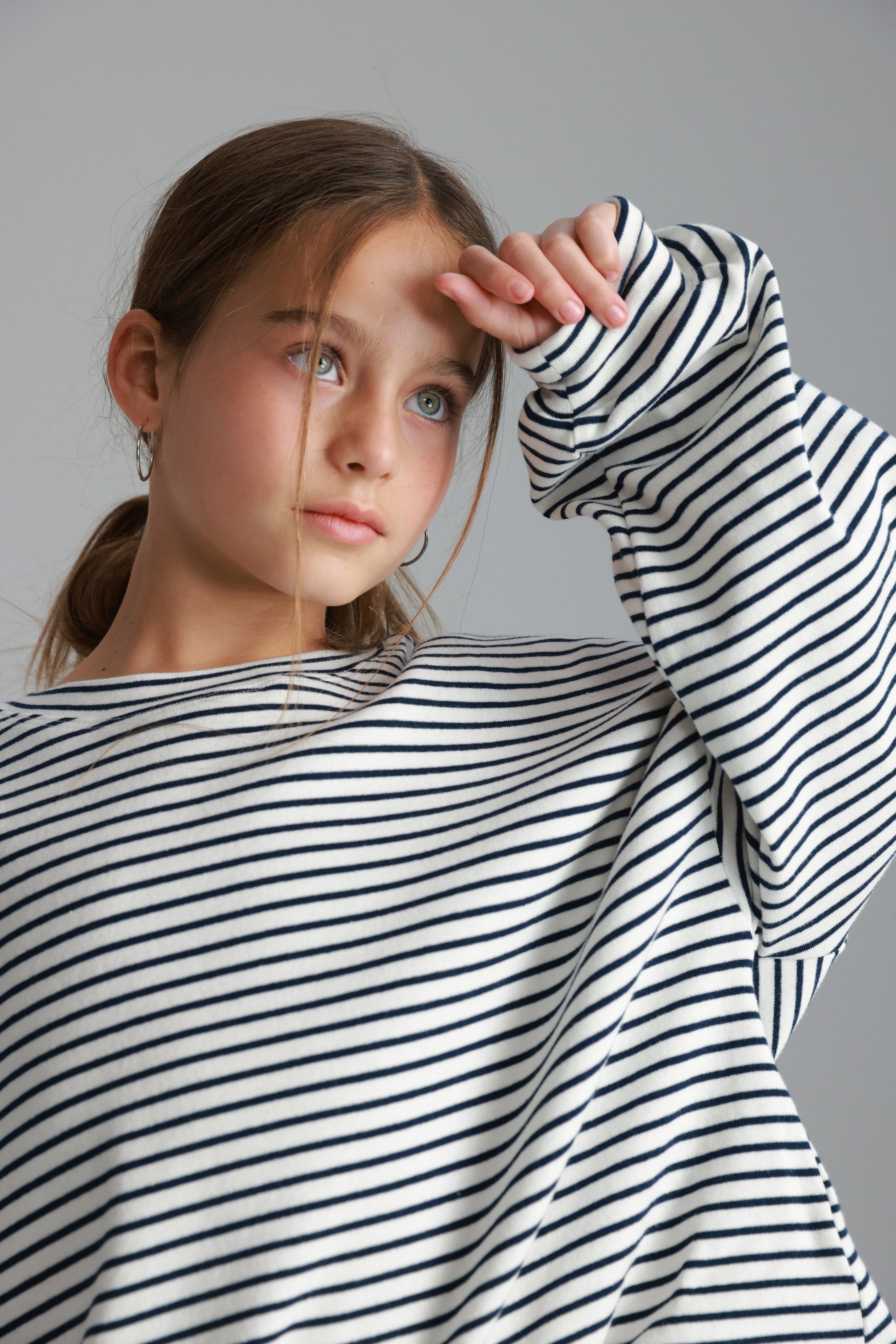 חולצת מייקי פסים לבן/נייבי