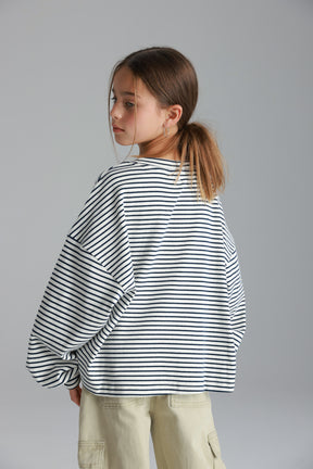 חולצת מייקי פסים לבן/נייבי