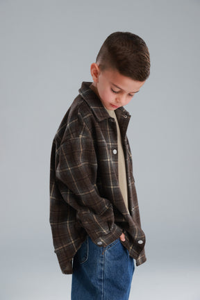 חולצת רוברטו מכופתרת חומה