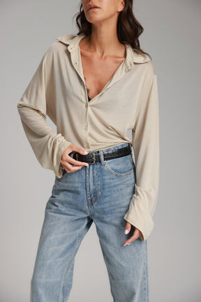 חולצת ליבי מכופתרת בז'